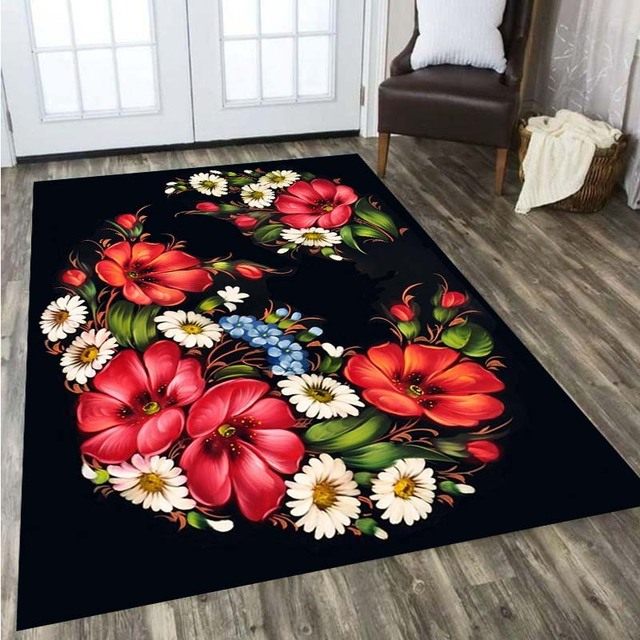 Clearance Bathroom Rug Flower Living Room Carpet Handmade Area Rug Cotton  Doormat Floral Floor Mat Chenille Alfombra Decor 50x80 - AliExpress