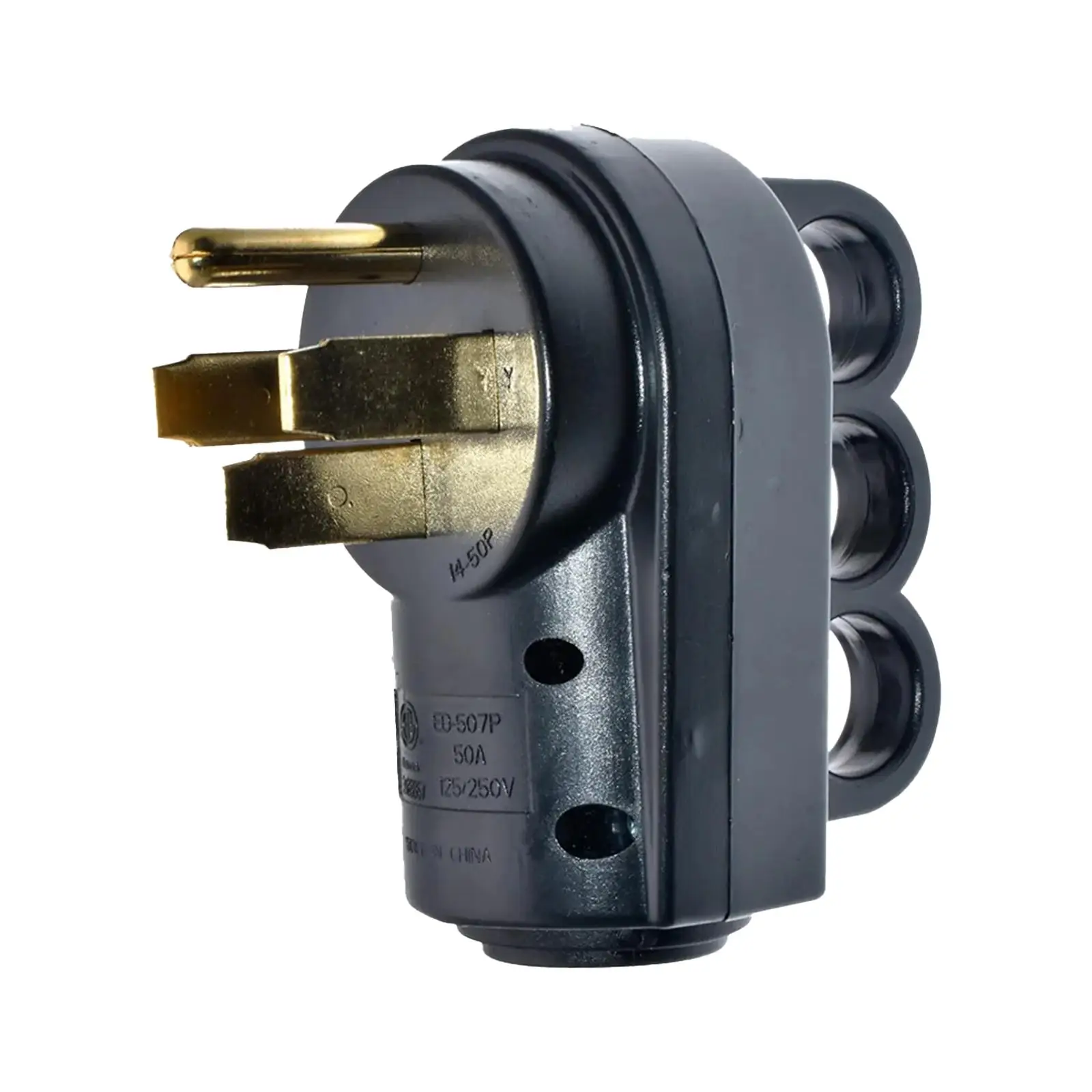 50 Amp Male RV Replacement Plug NEMA 14-50P Professional Durable Electrical Power Connector Ergonomic Designed Handle 125/250V