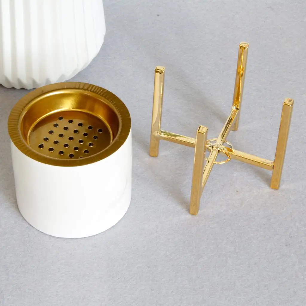 Ceramic Incense Burner Censer with Gasket Iron Stand Cup Desktop Ornament
