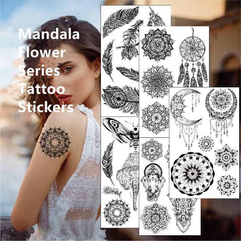 Best of 1PC Mandala Tattoo Stickers Retro Vatican Feather Elephant Clavicle Sexy Flowers Hannah Disposable Tattoo Stickers Reviews & Tips