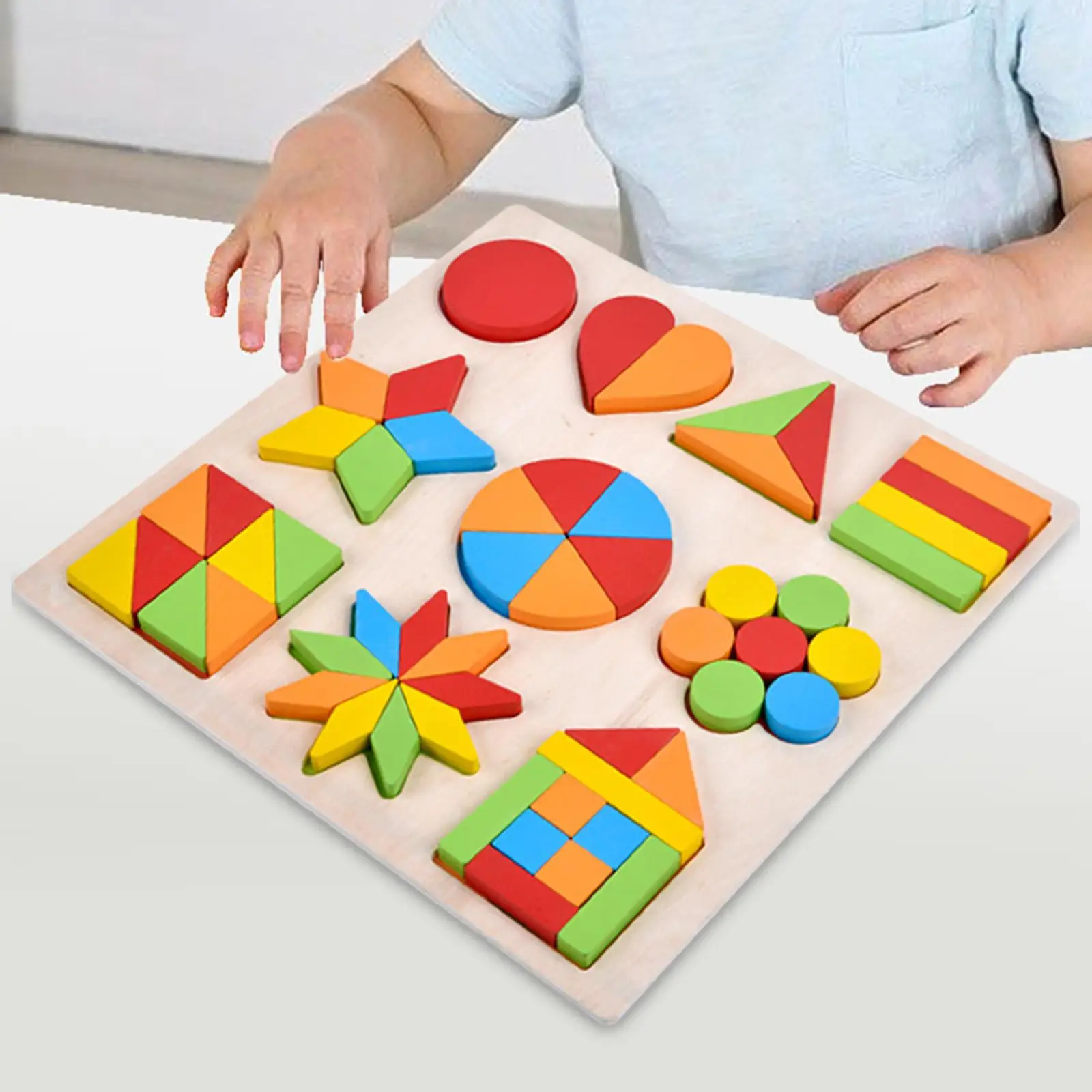 Toddlers Jigsaw Toy Learning Geometry Educational Toy Montessori Shape Sorting Puzzle for Boys Girls Kids Children Birthday Gift