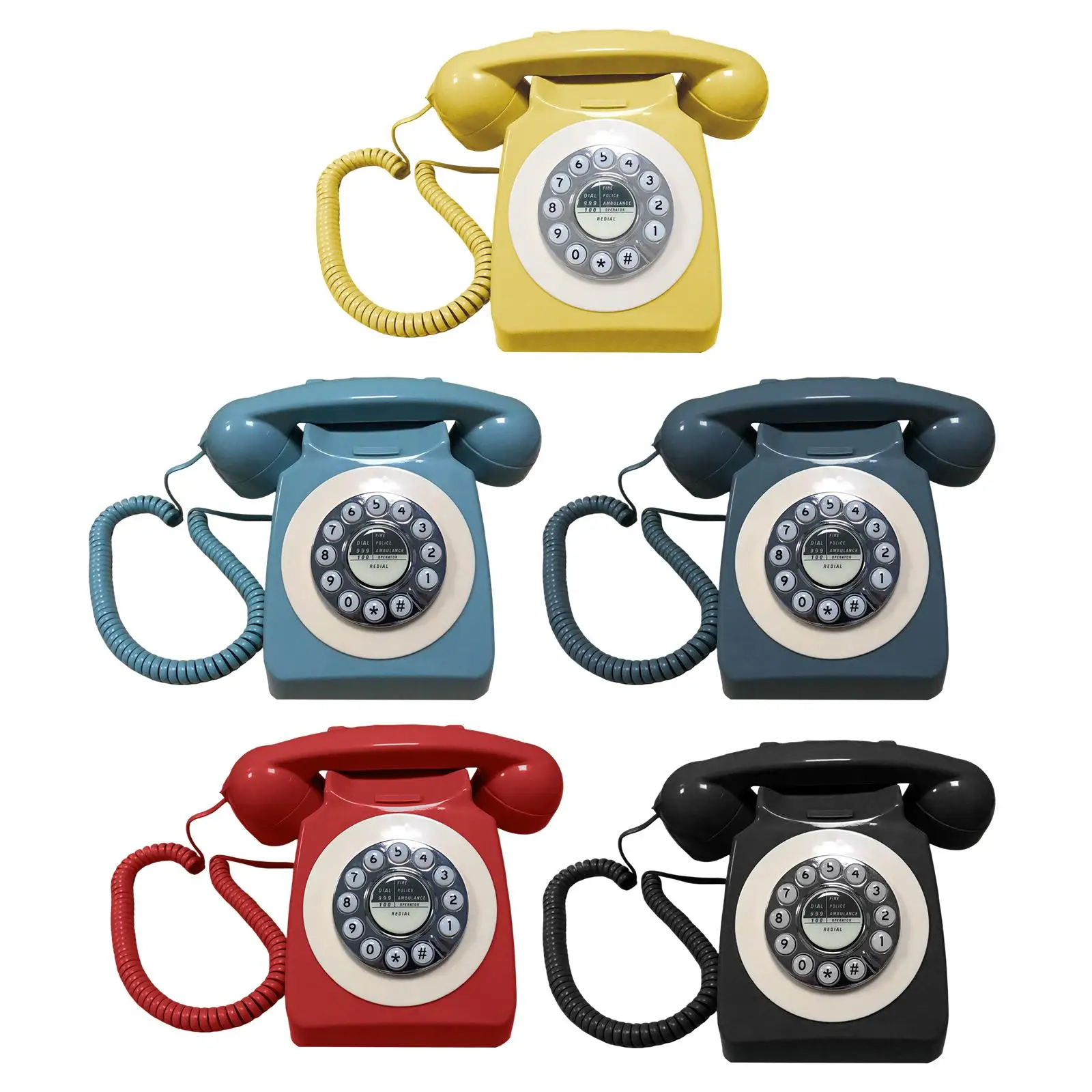 Retro Landline Phone Old Style Classic Antique Telephone with Redial for Home Hotel Use