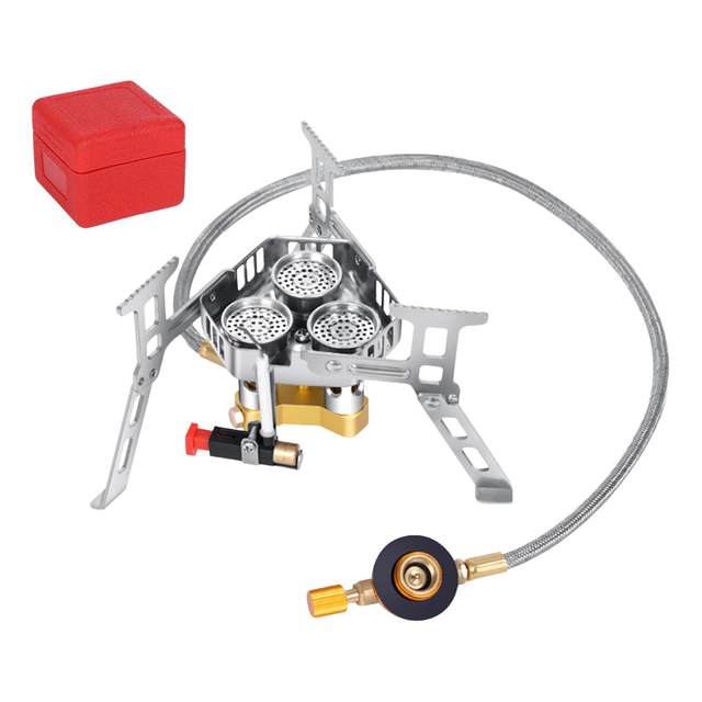 Folding Camping Gas Stove Windproof with Piezo Ignition Backpacking Stove Camp