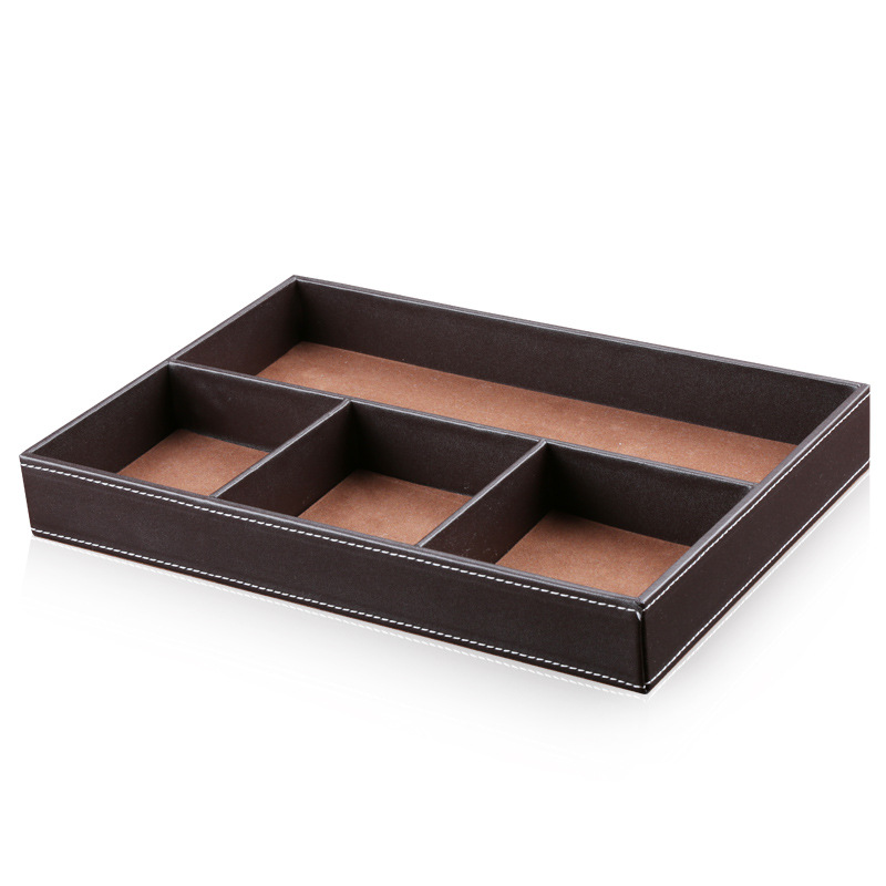 Title 6, 4 Slots Desk Drawer Organizer, Pu Leather Drawe...