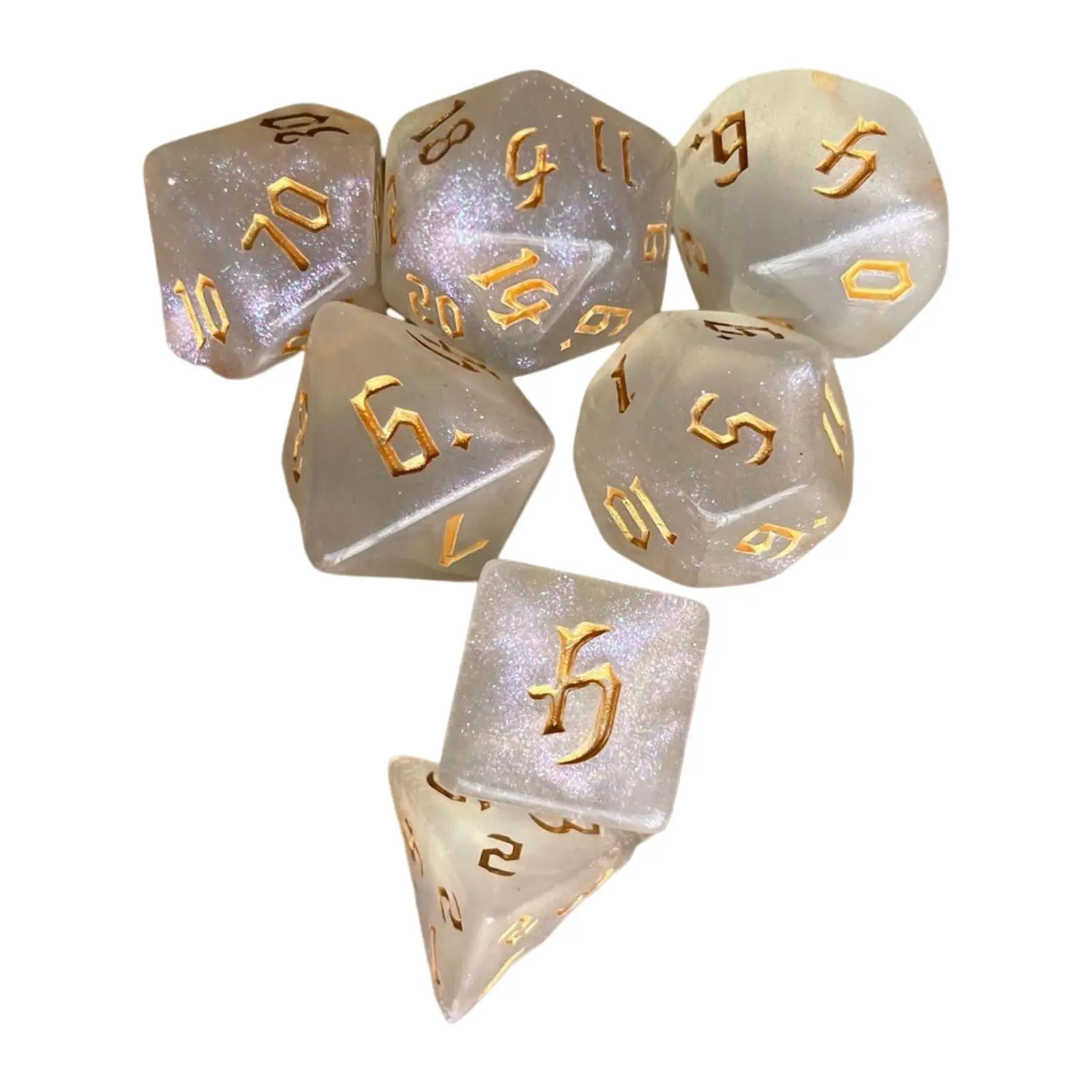 7x Polyhedral Dices Set Transparent Multipurpose Entertainment Toy D8 D10 D12 D20 Engraved Game Dices for Board Game Props KTV