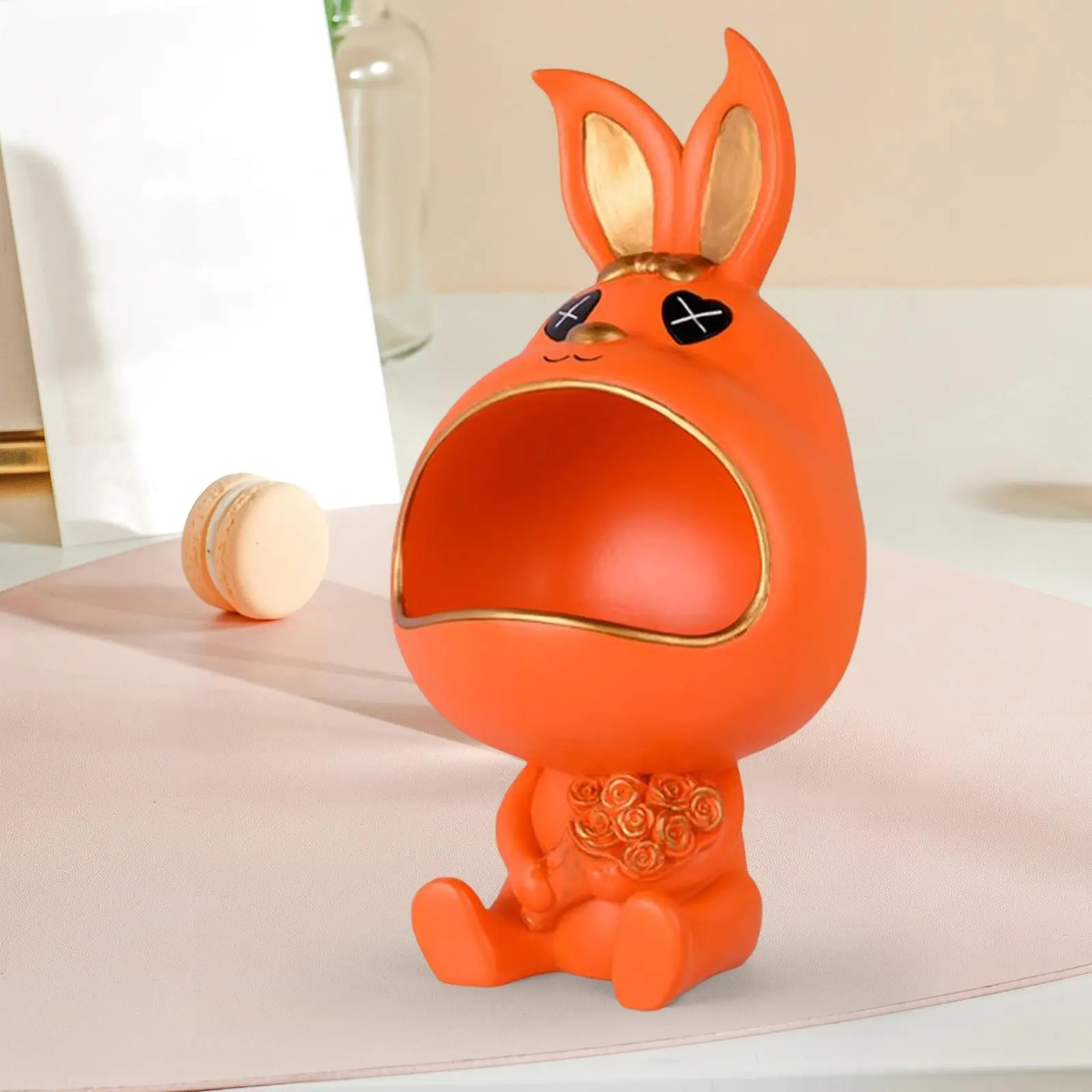 Modern Rabbit Figurine Keys Statue Storage Box Tray Home Decor Ornament