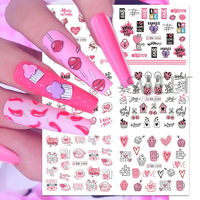 24pcs Rainbow French Tips Nail Water Sticker Colorful Feeling Fire Love  Heart Fashion Design Y2K Charm Decor Manicure Decal LYMJ - AliExpress