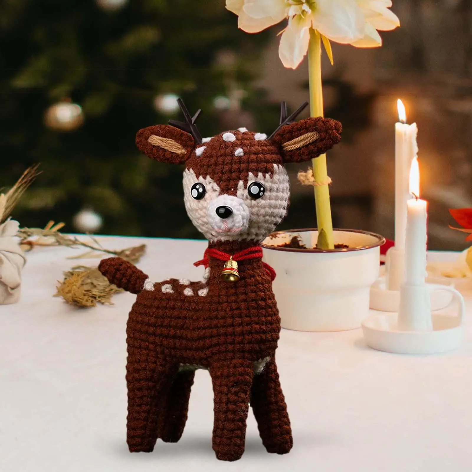 Crochet Craft Set Hand Knitting Toy Handmade Ornament DIY Crochet Doll Kits for Patios Fireplaces Christmas Gift Door Gift
