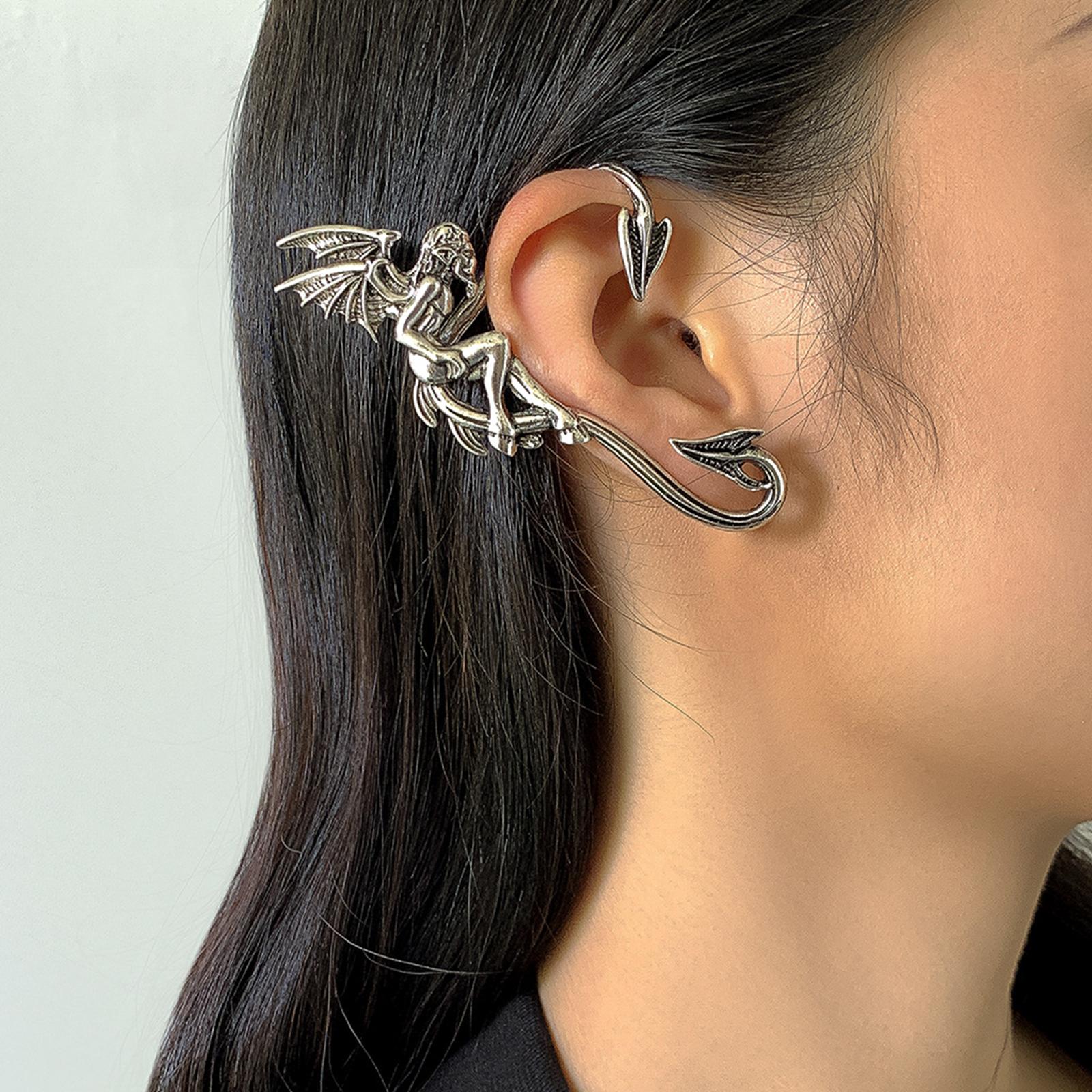 Elf Ear Cuff Earring Punk Halloween Earrings for Costume Fairy Elven Cosplay Women Girls