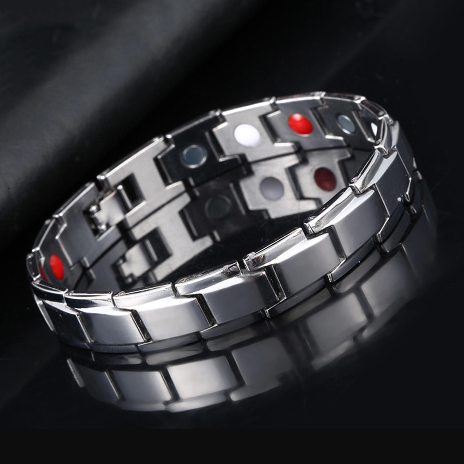 Magnetic Therapy Bracelet Lymph Detox Titanium Steel Promotes Blood Circulation Wristband for Relief Arthritis Pain Unsex Women