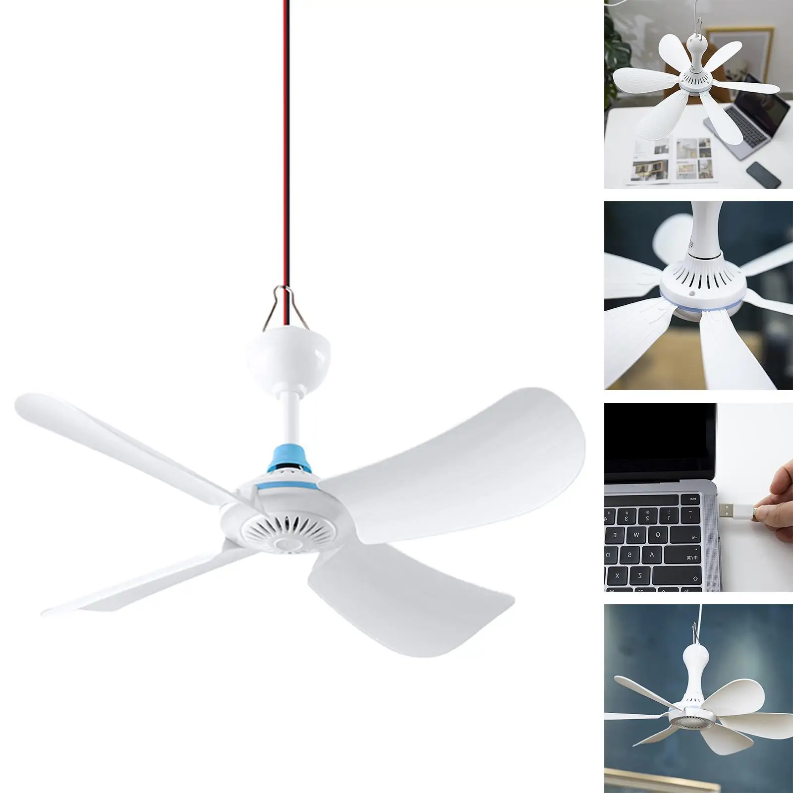 Ceiling Fan with Remote Control Vintage Breeze Fan Low Noise for Home Tent