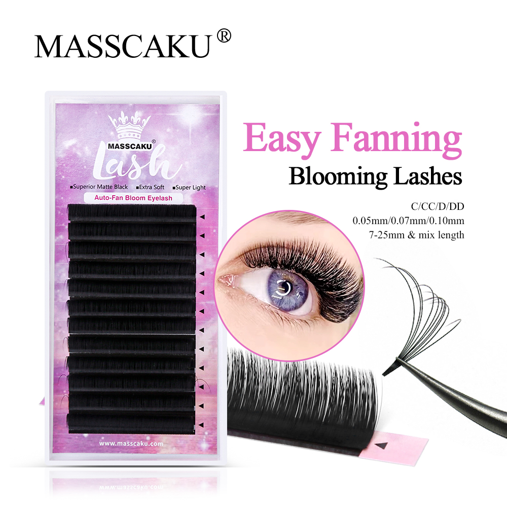 Best of Wholesale Price Masscaku Natural Long Easy Fanning Lashes 8-15mm Self Blooming Mega Volume Eyelash Extensions Soft Mink Eyelash Reviews & Tips