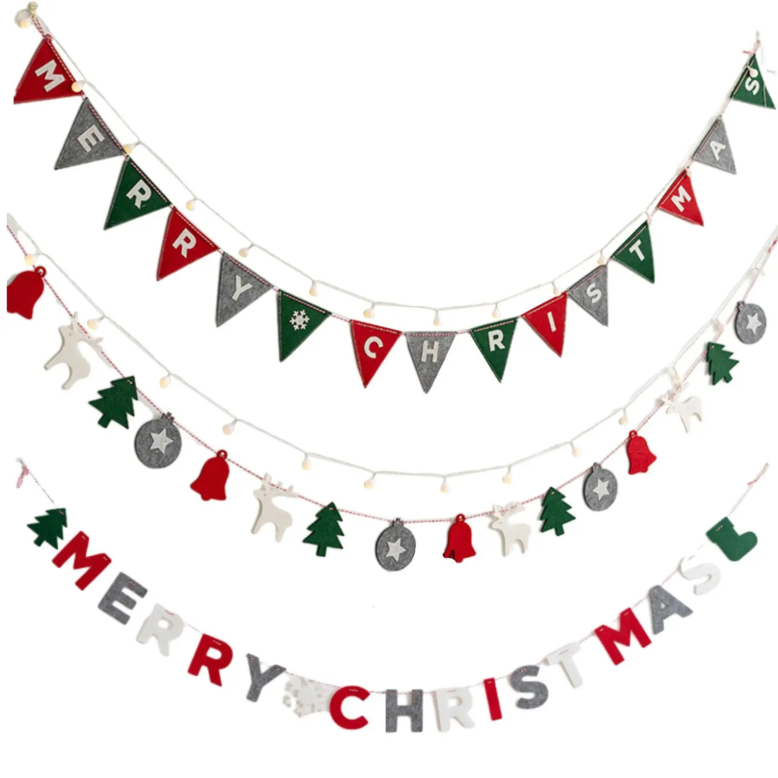 Merry Christmas Fabric Banner Bunting Garden Celebrations Xmas Hanging Decor