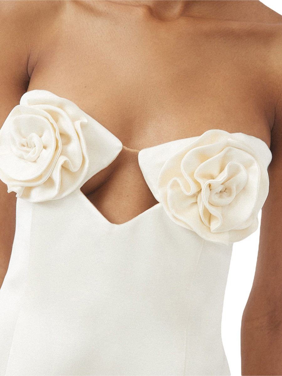 flor 3D, vestidos de linha A, zip