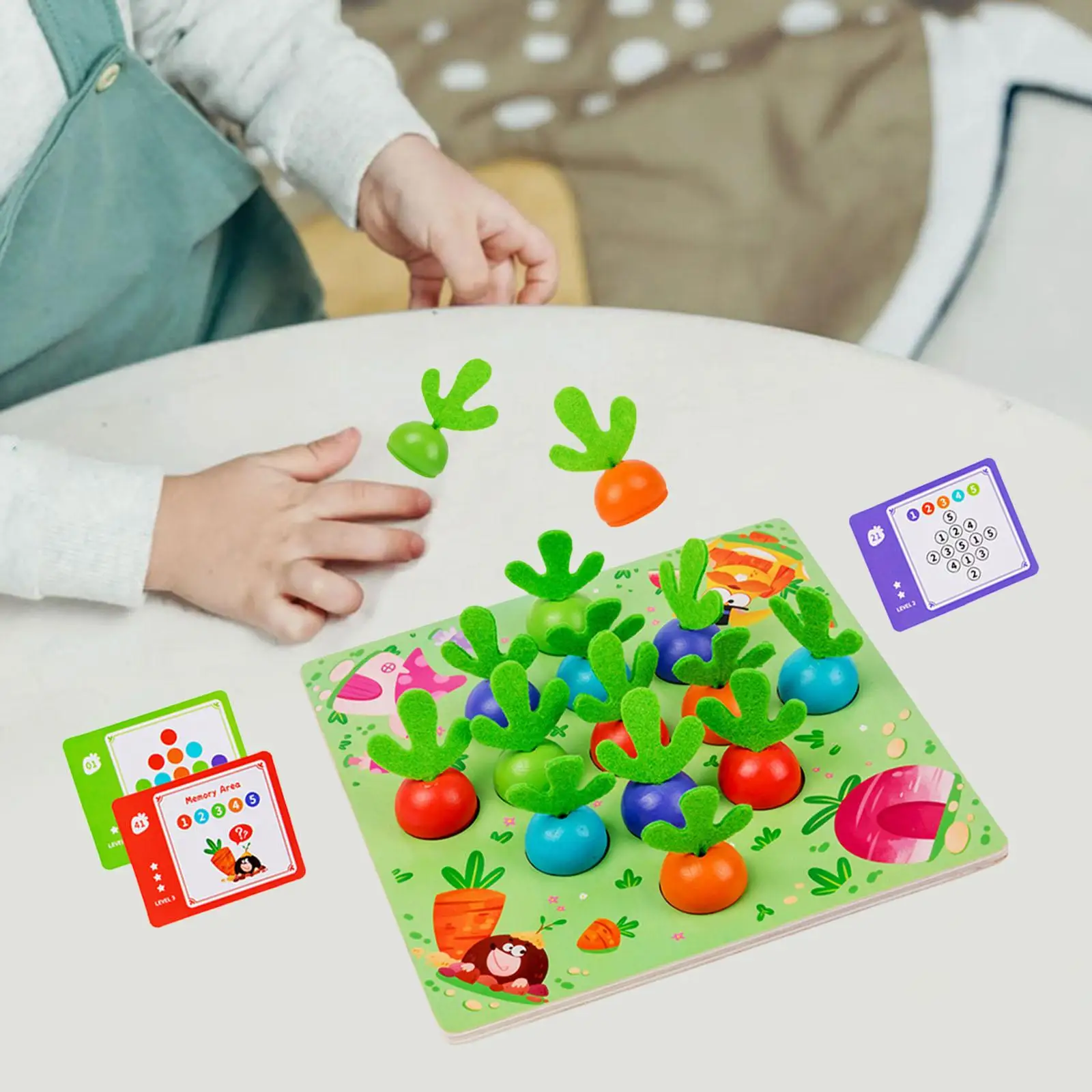 Montessori Carrot Harvest Game Wooden Fine Motor Skill Developmental Wooden Toy for Learning Indoor Activity
