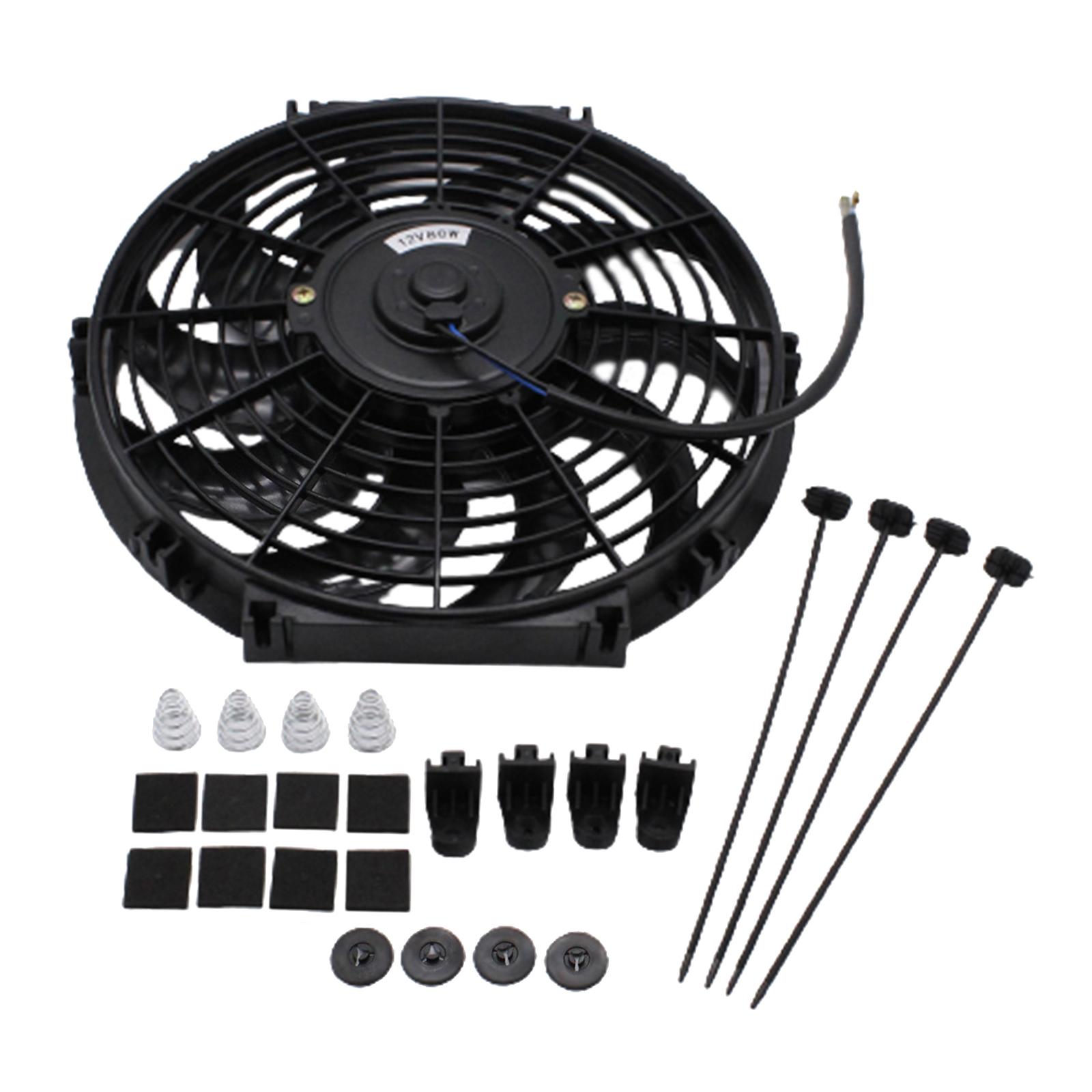 Electric Radiator Cooling Fan 12V 10 Blades with Mounting Kit Engine Cooling Device Black 12inch Universal for Truck Pickup