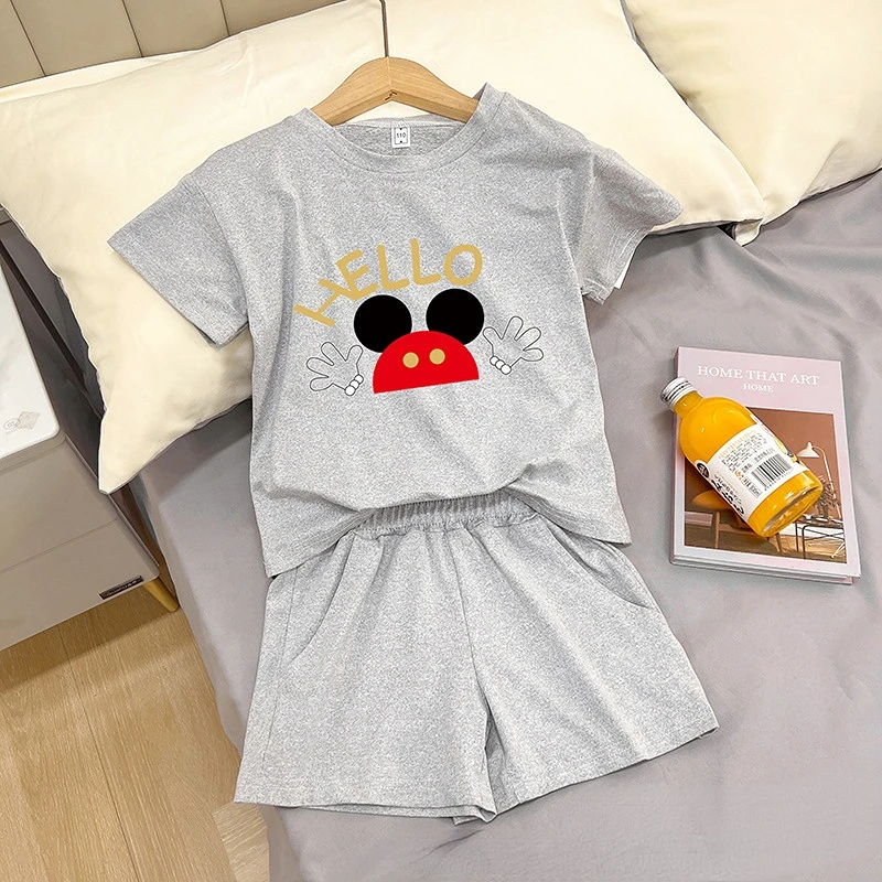 equestrian clothing sets	 Boys Suit Summer New Children's Suit Cartoon Mickey Fashion Casual Short-sleeved Baby T-shirt 2-piece Set for Children dad and baby clothing sets	
