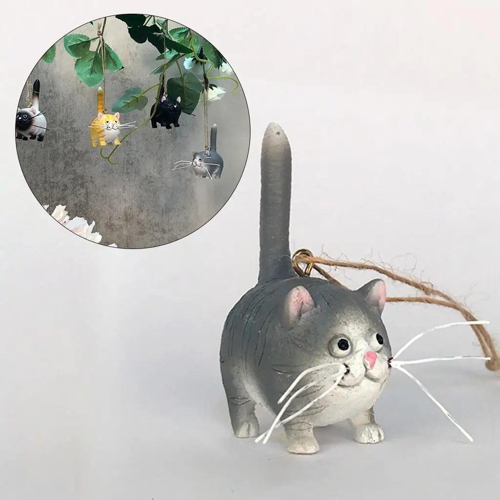 Mini Resin Cat Figurine Christmas Pendant for Black Car Mirror