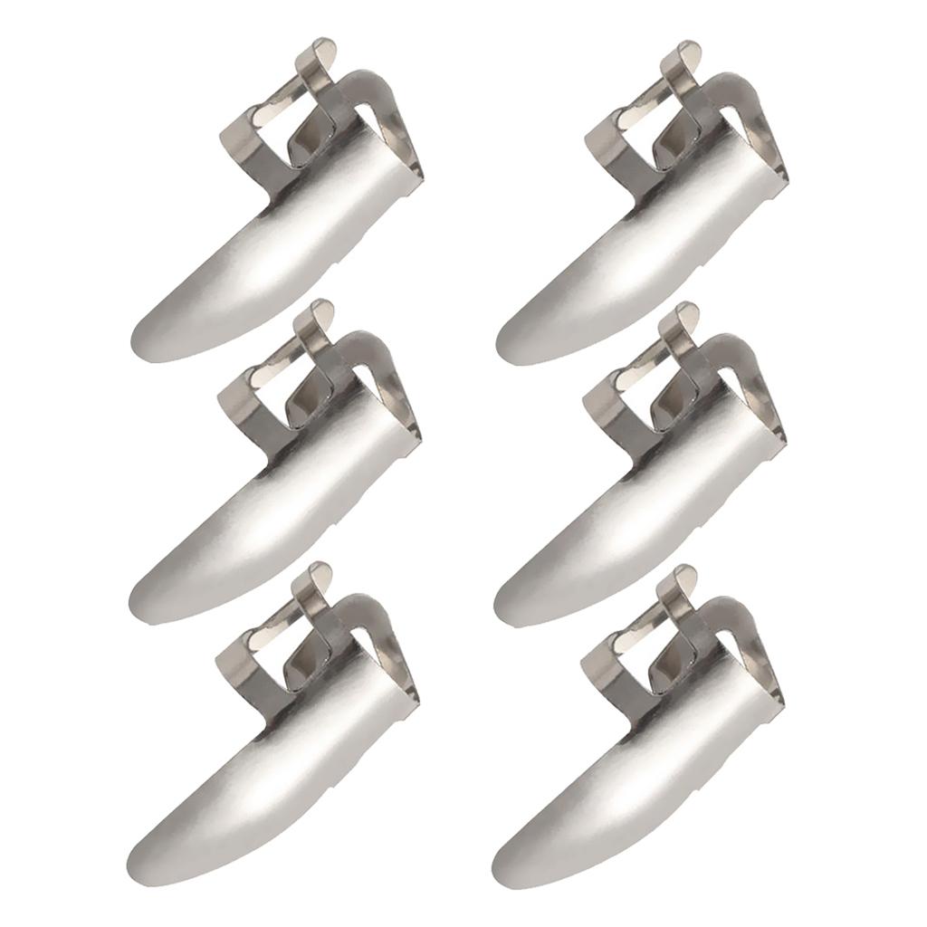 6x Finger Stainless Steel Plectrums Guitar Banjo Ukulele Picks Plectrums Set