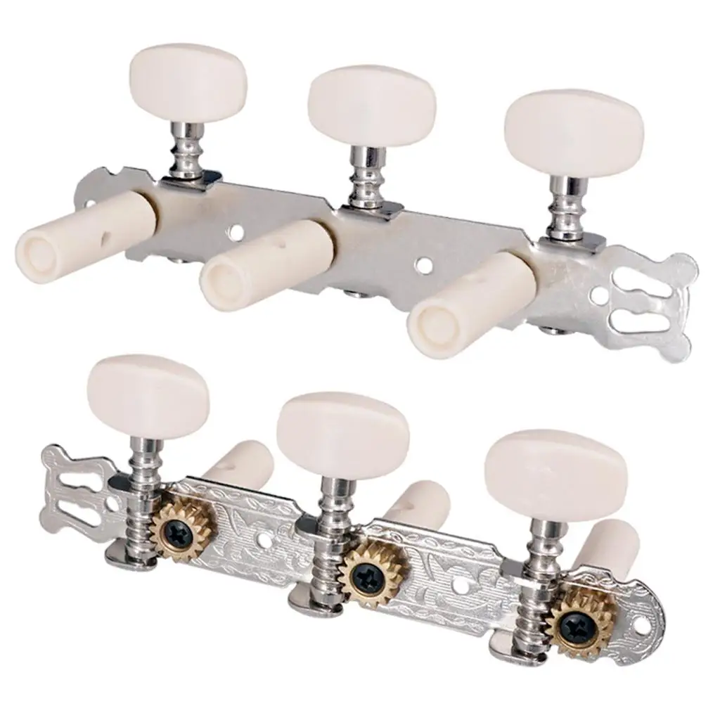 2pcs 3R3L Classical Guitar String Tuning Pegs Keys Tuners With White Button Durable Guitar Tuning Peg Accessories