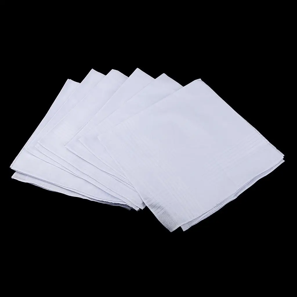 12x Mens Womens White Pocket Cotton Handkerchiefs Hankie Hanky Sweat Face Towel
