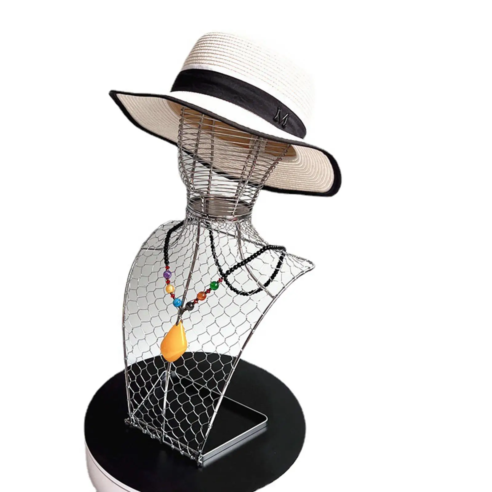 Necklace Display Stand Pendant Chain Organizer 53cm Metal Structure Hat Holder Stand for Salon Showcase Tabletop Home Decoration