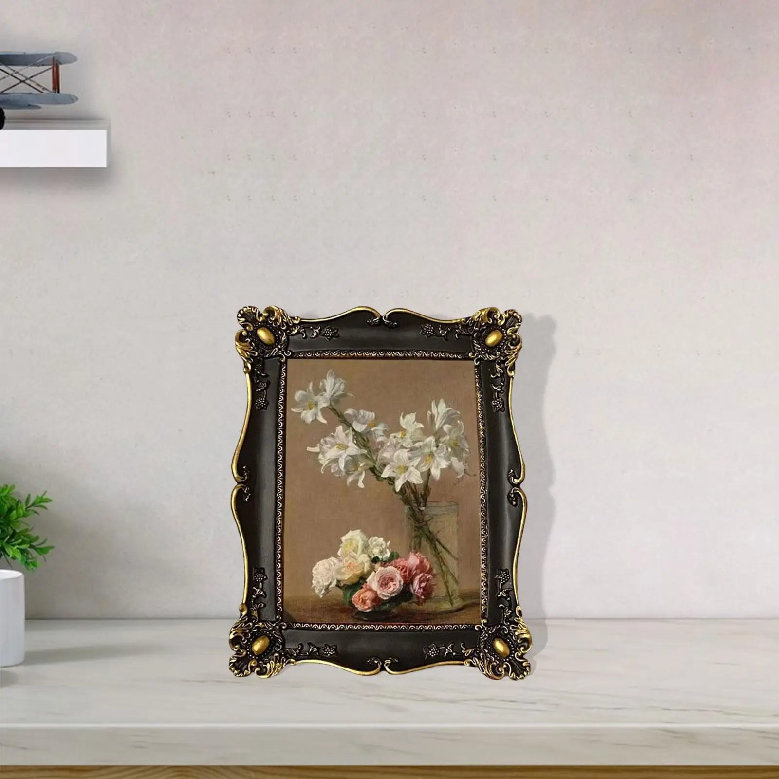 Photo Frame 7inch Picture Display Holder Decorative Resin Picture Frame for Holiday Tabletop Living Room Hallway Ornament