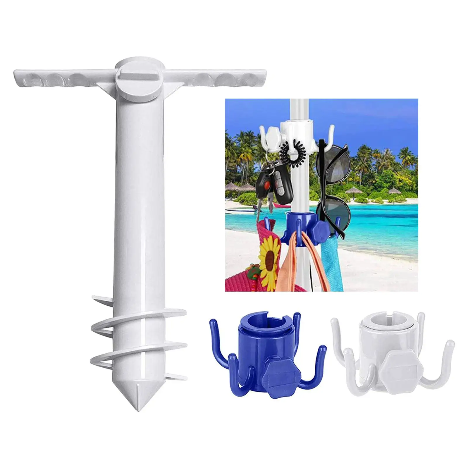 Outdoor Umbrella Base Plastic Sun Beach Patio Umbrella Sand Ground Fixing Tools Anchor Stand Spike Auger Holder