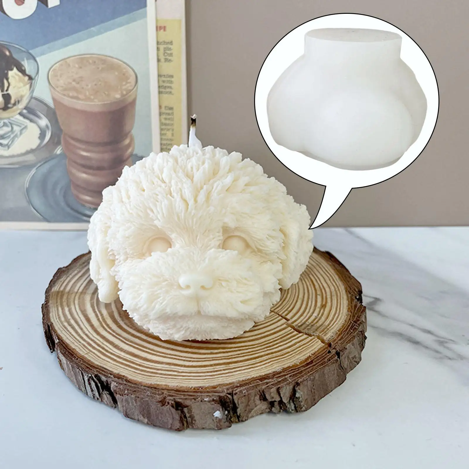 Teddy Dog Head Candle Mold Clay Craft Plaster Mould Handmade Wax Soap Mould