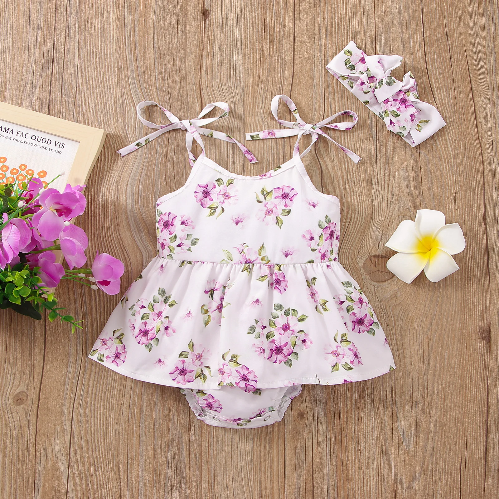 Baby Bodysuits expensive Infant Baby Girls Romper Dress Sweet Floral Sleeveless Bandage Spaghetti Shoulder Strap Jumpsuits with Headband cheap baby bodysuits	