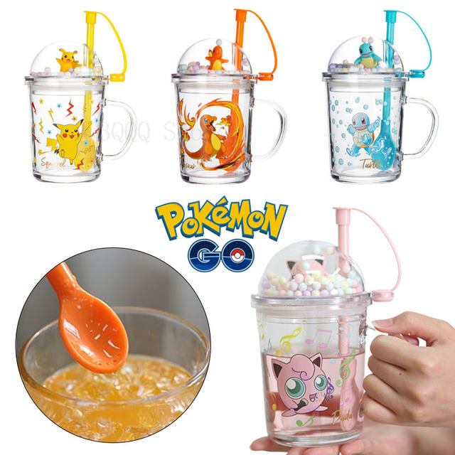 Pokemon Pikachu Water Cup Child Boy Girl Straw Direct Drinking