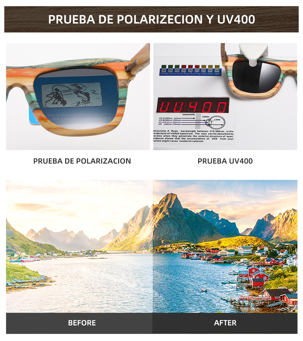 GM Frühling 2023 neue natürliche farbe bambus und holz sonnenbrille mode polarisator beschichtet gläser 1728 – Detail 9