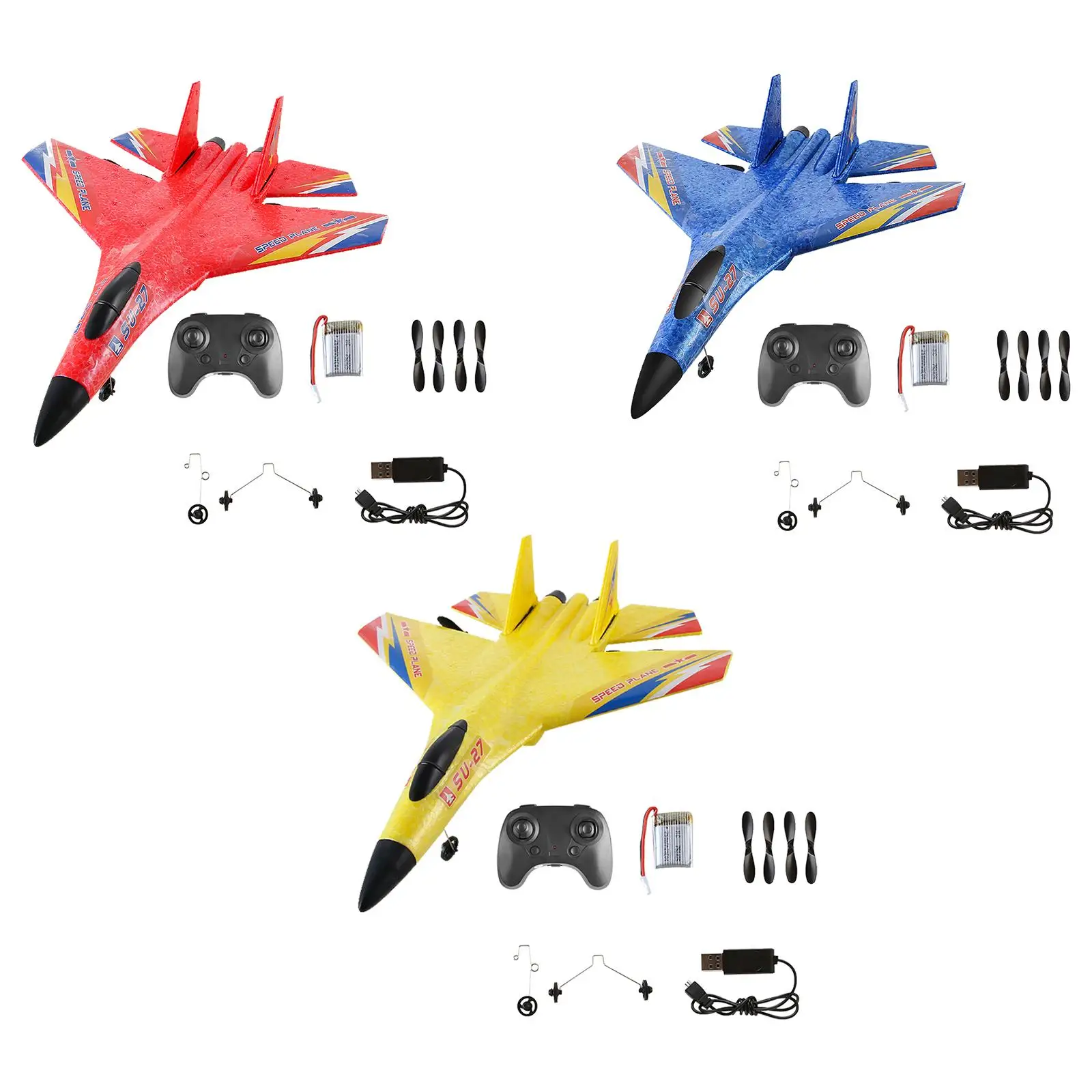 SU-27 EPP Foam RC Fixed Wing Plane Remote Control Glider 2CH with LED Lights Outdoor Toys
