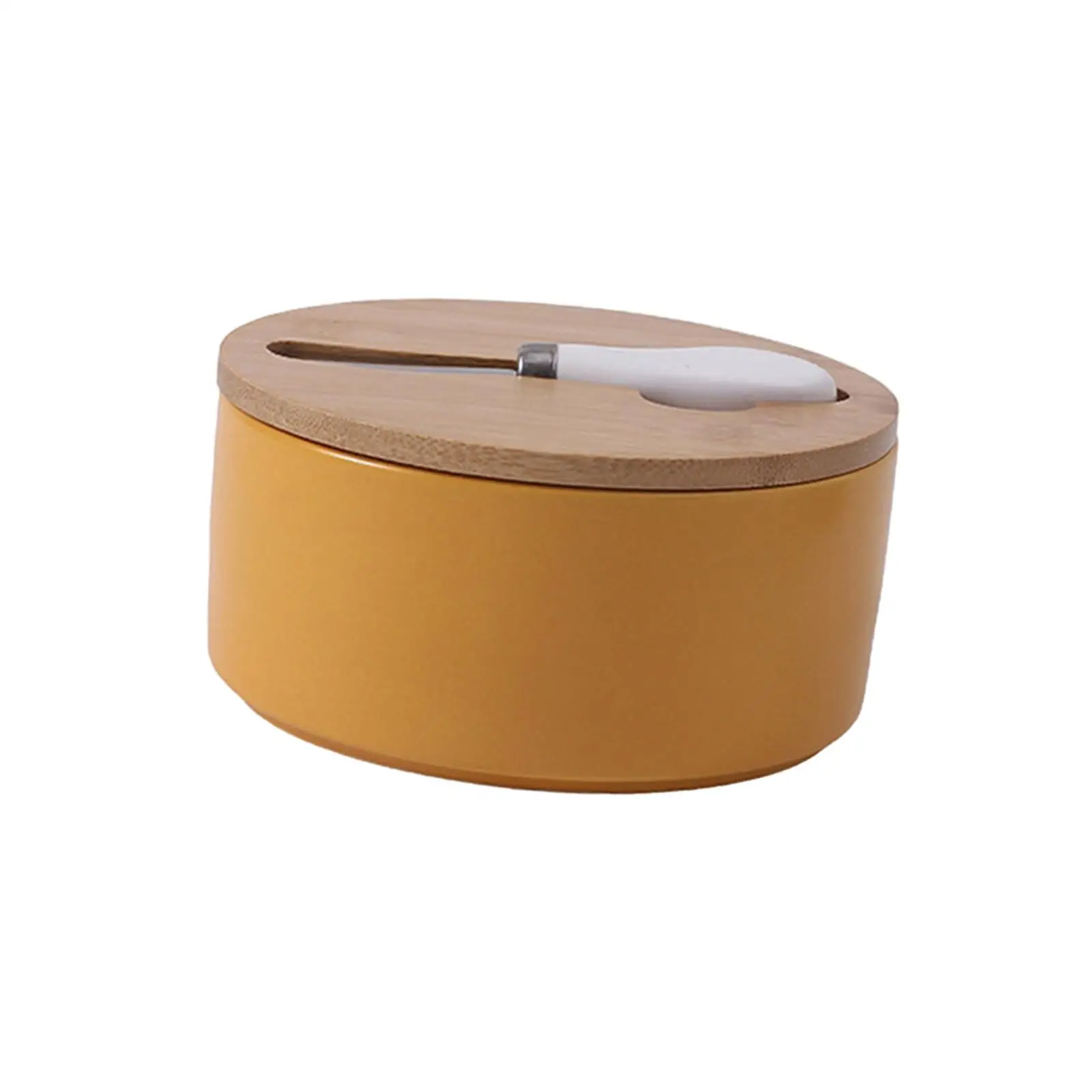Butter Saver Container Box with Lid Airtight Butter Keeper Round Ceramic Butter Dish for All Types of Butter Refrigerator