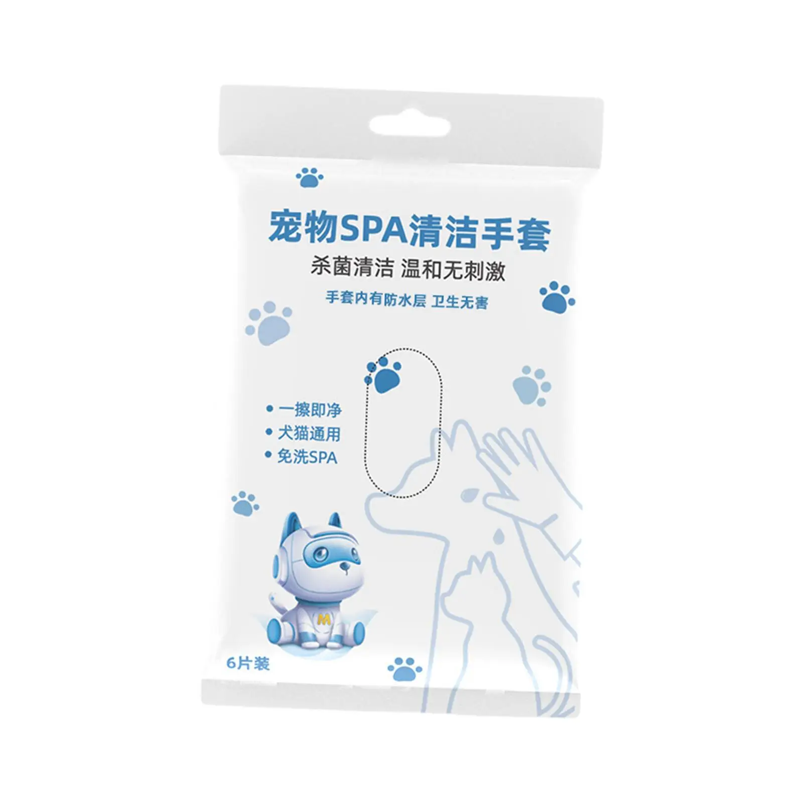6Pcs Dog Cleaning Glove Multipurpose Non Woven Deodorizing Soothing No Rinse for Dogs and Cats Puppy Kitten Wipe Gloves
