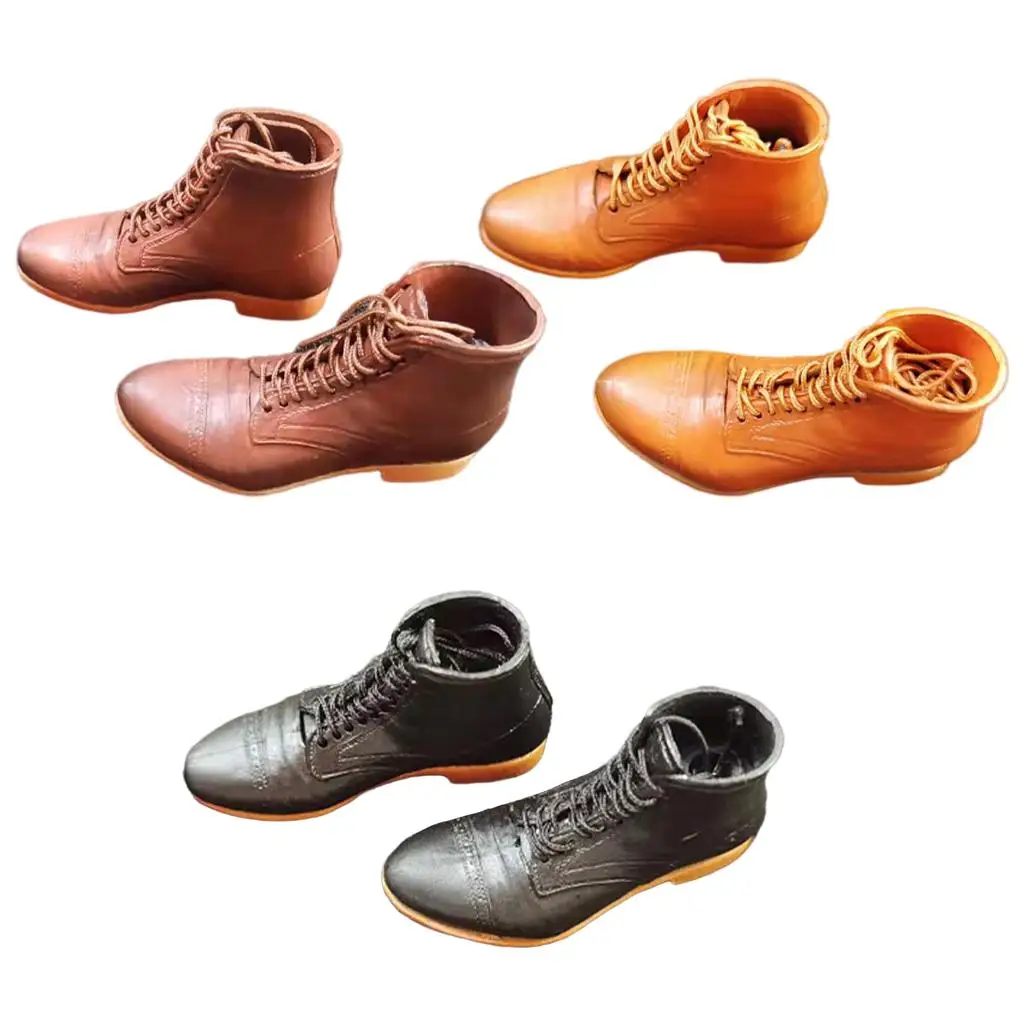 1/6 Doll Accessory,Mini Model  Shoes,Suit Leather Shoes,Easy to Wear Handmade Wearable Male Shoes for Birthday Holiday 12