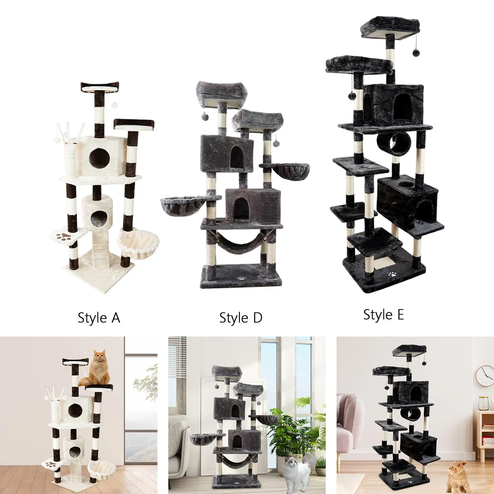 Tall Cat Scratcher Post Climbing Tree Hanging Toys Furniture Protector Animal Climbing Frame Scratching Toy for Indoor Cats Rest