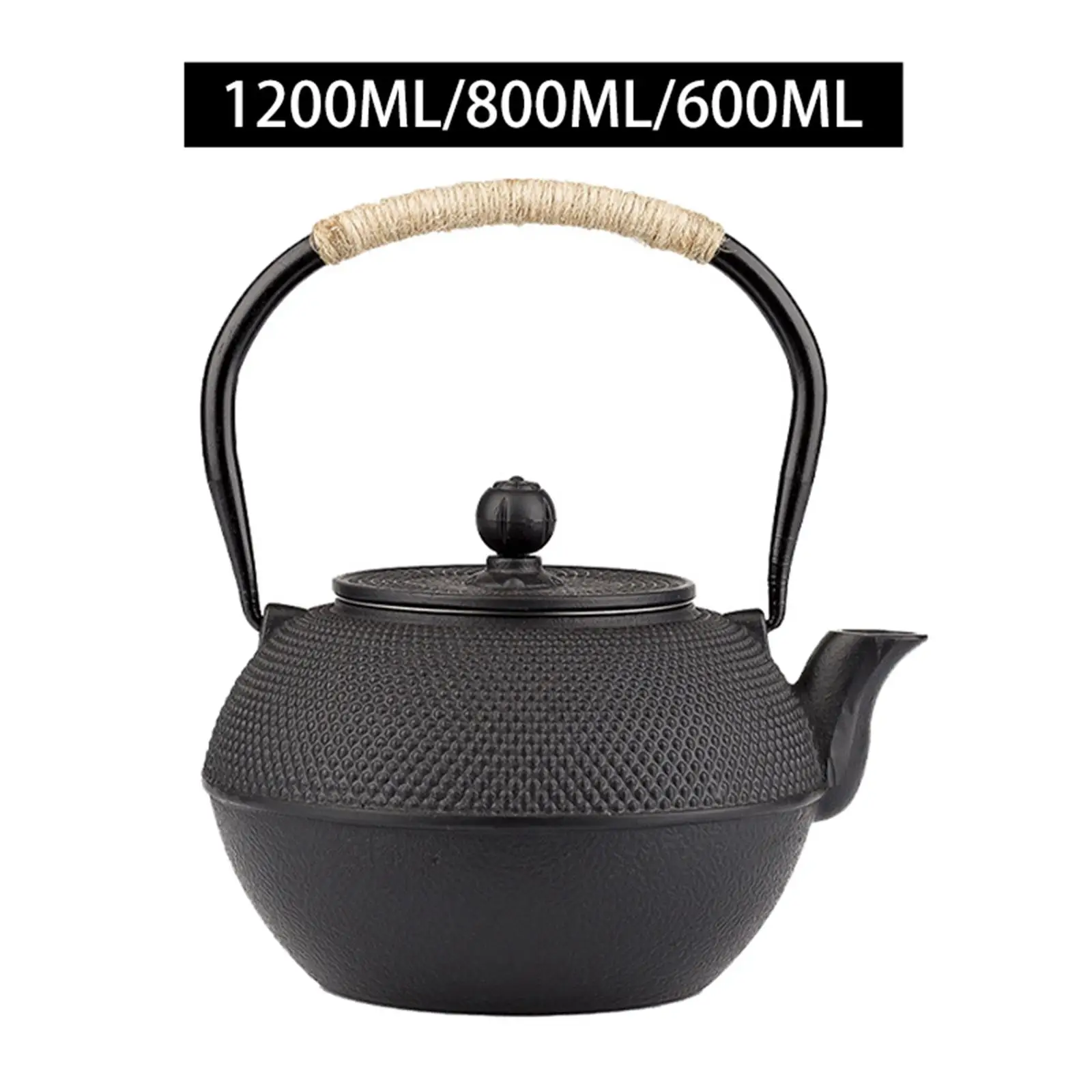 Cast Iron Teapot Tea Kettle Easily Clean Kitchen Decoration Gift Handle Wrapped with Rope Anti Scalding