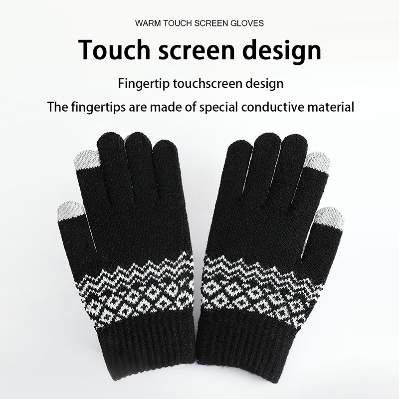 Winter Warm Knitted Gloves Mobile Phone Touch Screen Knitted Gloves Winter Thick Warm Cycling Riding Adult Gloves For Men Women