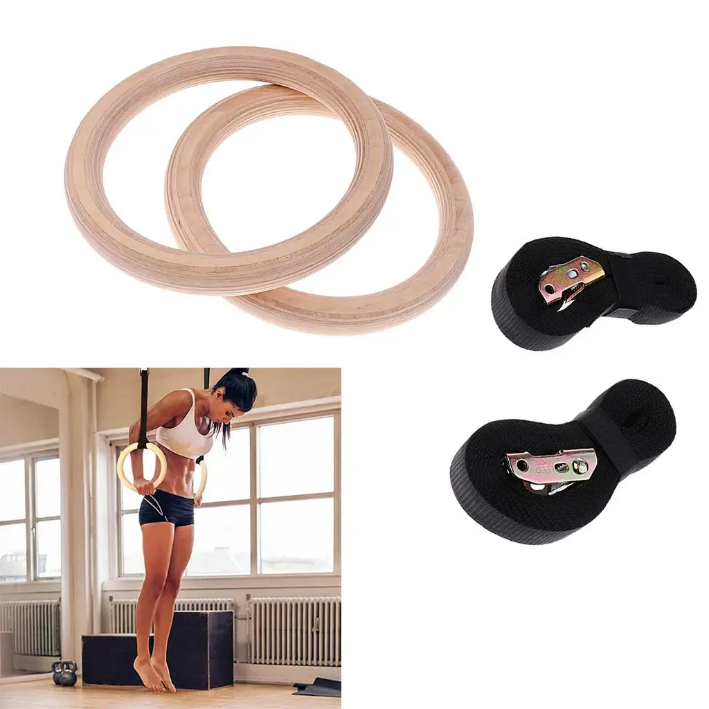 Durable Deluxe Gymnastic Rings   Pull Up Straps Anti-Slip Workout