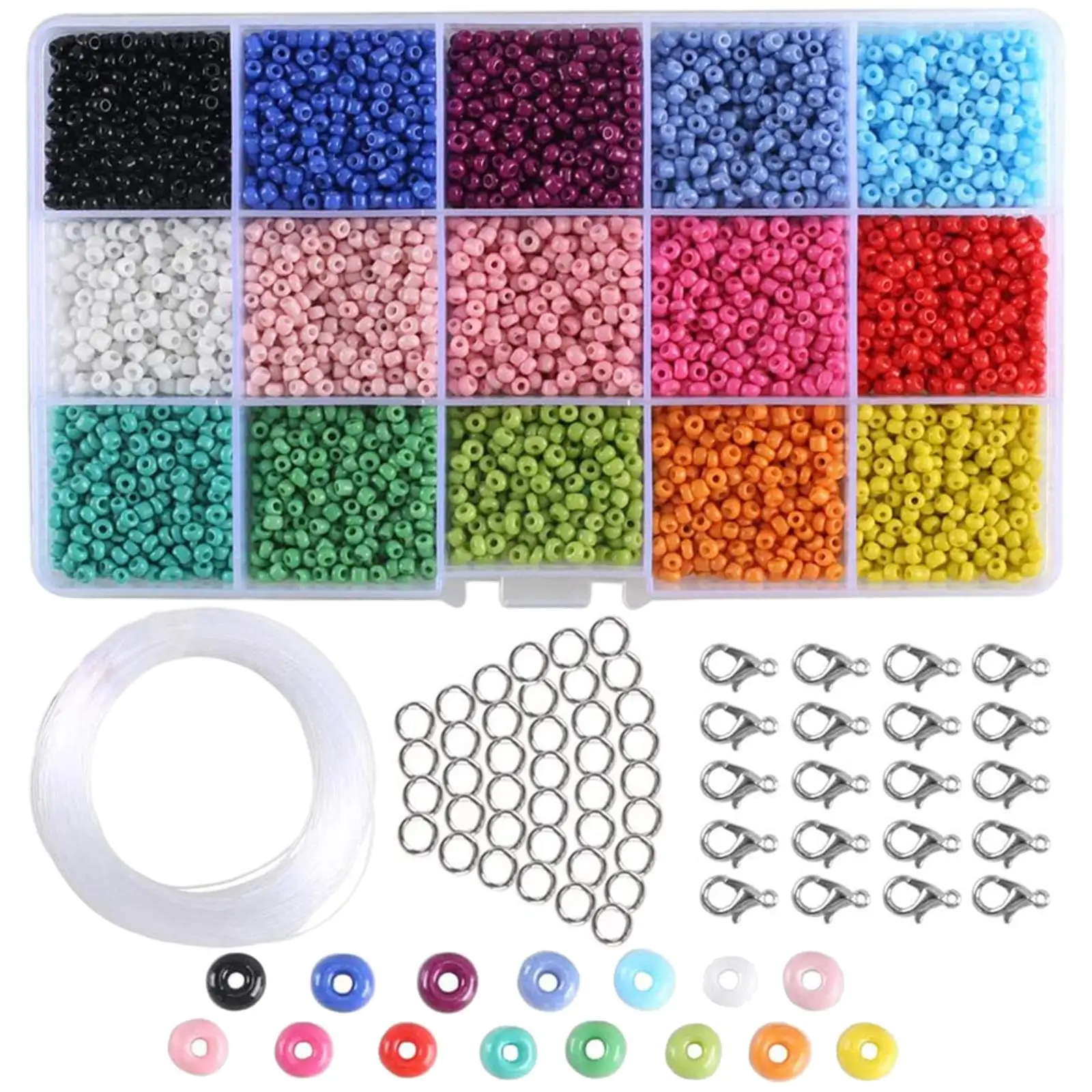7000 Pieces Glass  Beads 3mm Multicolored Necklaces Small Craft Beads