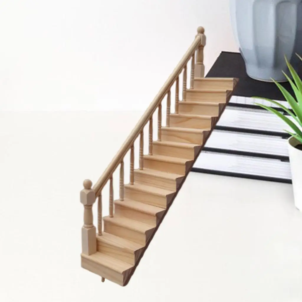 Miniature 1:12 Dollhouse Staircase Model Wooden DIY Children Gifts Girls Toy