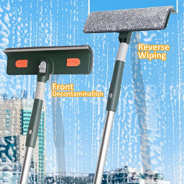 53 Inch Window Cleaner Squeegee 2-in-1 Squeegee and Scrubber with  Extendable 3 Section Poles 180-Degree Rotatable Window - AliExpress