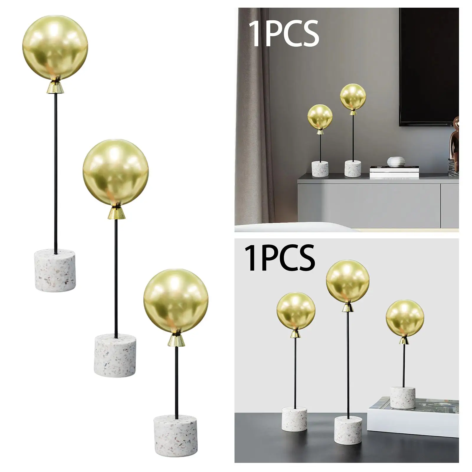 Metal Balloon Decorations with Base Gifts Simple European Style Balloon Model for Home Office Decor Desktop Living Room Bar Cafe