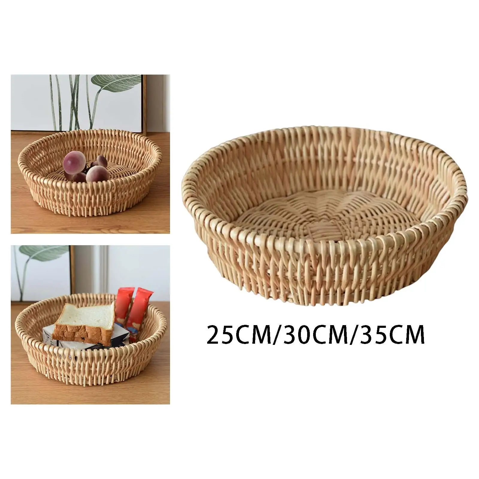 Fruit Storage Basket Vegetable Holder Rack Wicker Bread Basket Portable Multipurpose Fruit Bowl for Wedding Party Bathroom