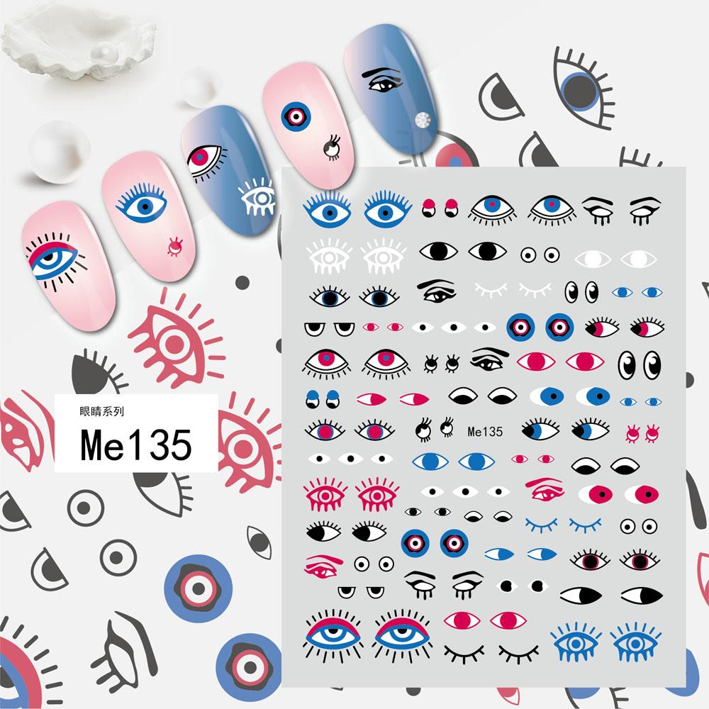 Best of 1 Sheet 3D Blue Evil Eye Design Nail Art Decals DIY Self-Adhesive Charms Abstract Line Sliders Decoration Colorful Nail Stickers Reviews & Tips - Image 6