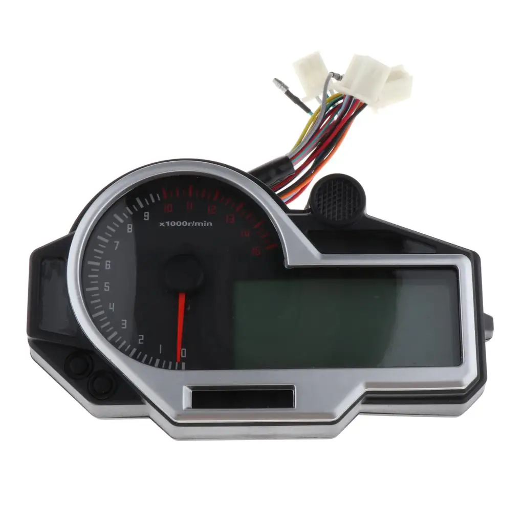 1- 6 Gear 15000rpm Motorcycle LCD Digital Odometer Speedometer Tachometer