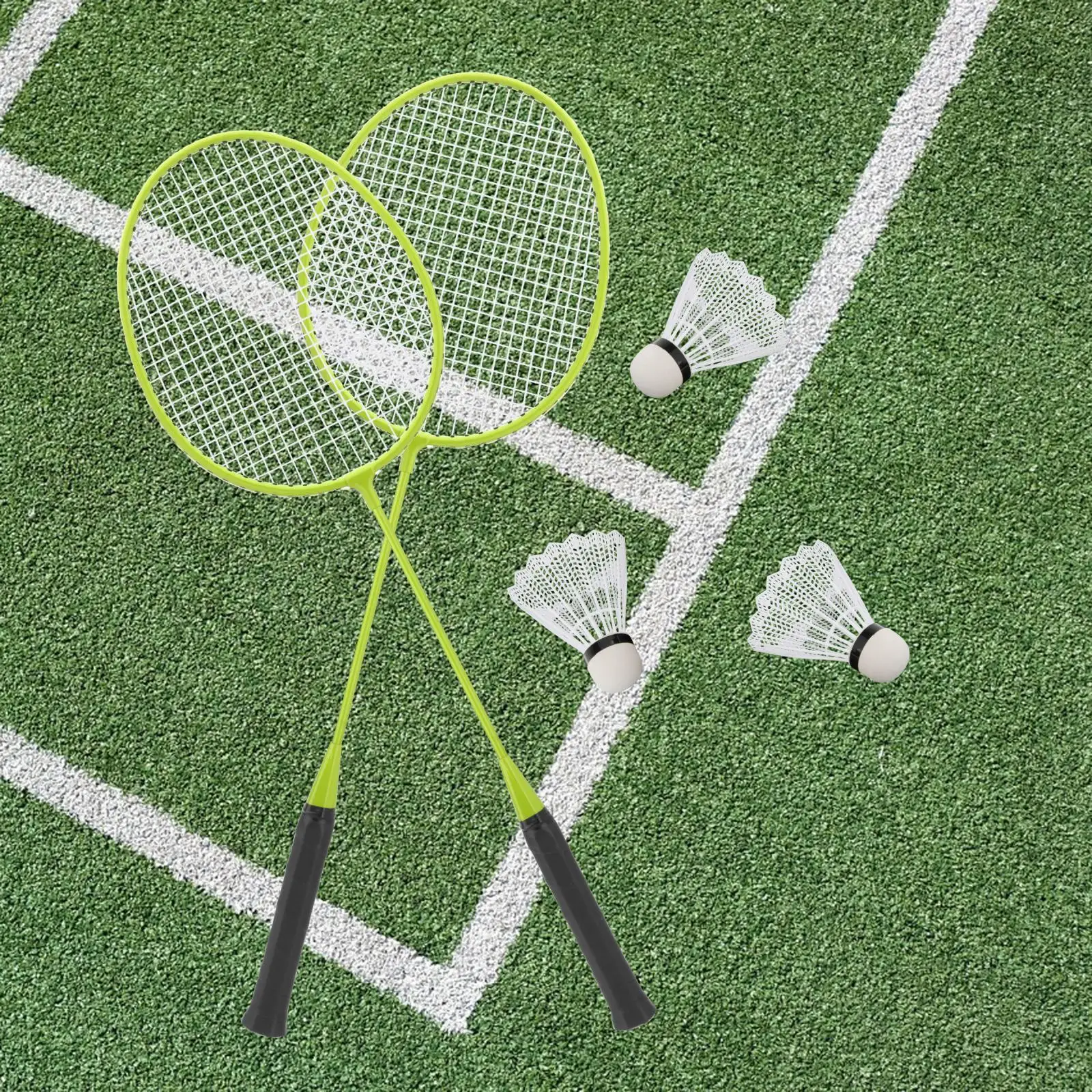 2x Badminton Rackets with 3 Nylon Balls Alloy Shaft Beginners 2 Player