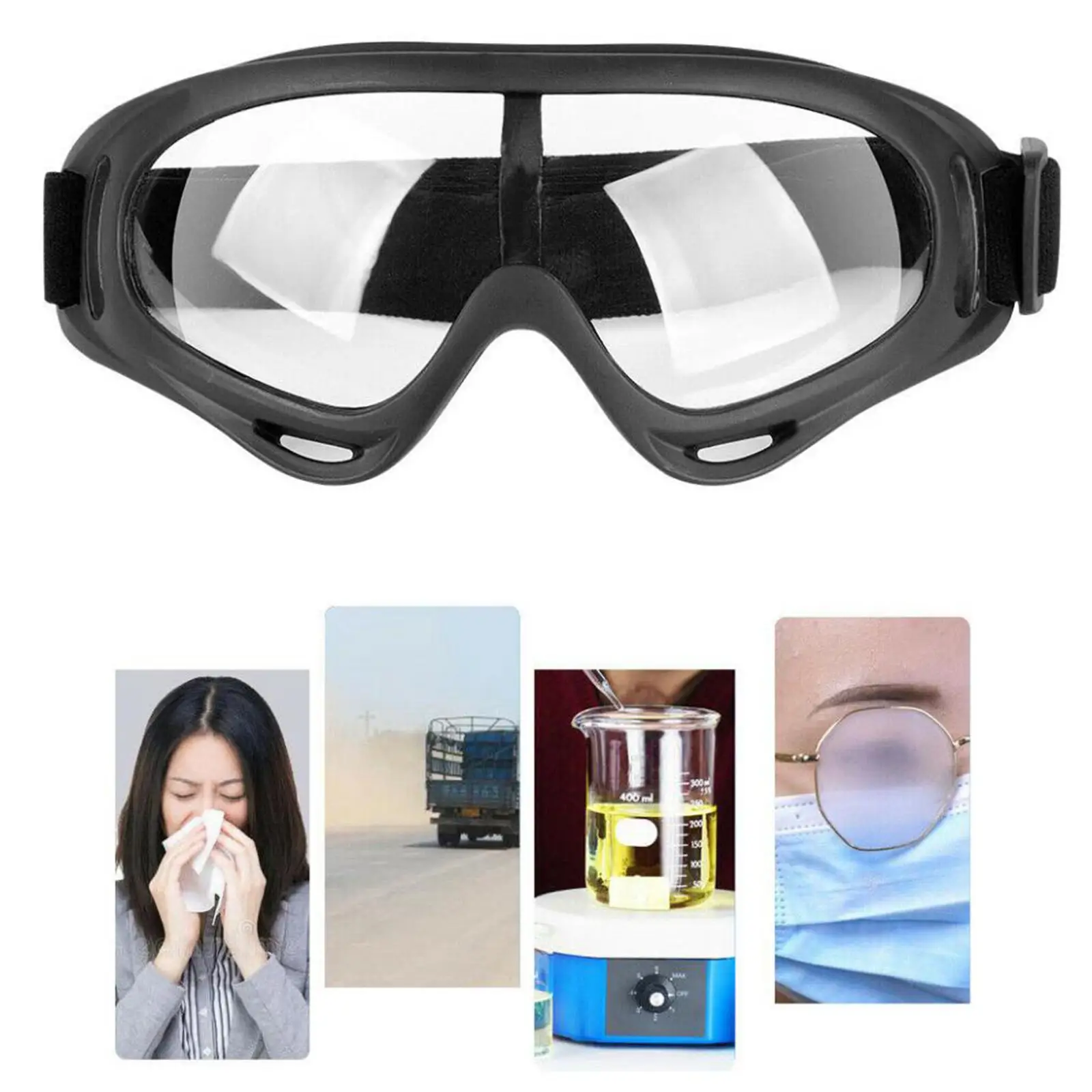 Protective Anti-Fog Safety Goggles Wide- Adjustable Lightweight Eyewear