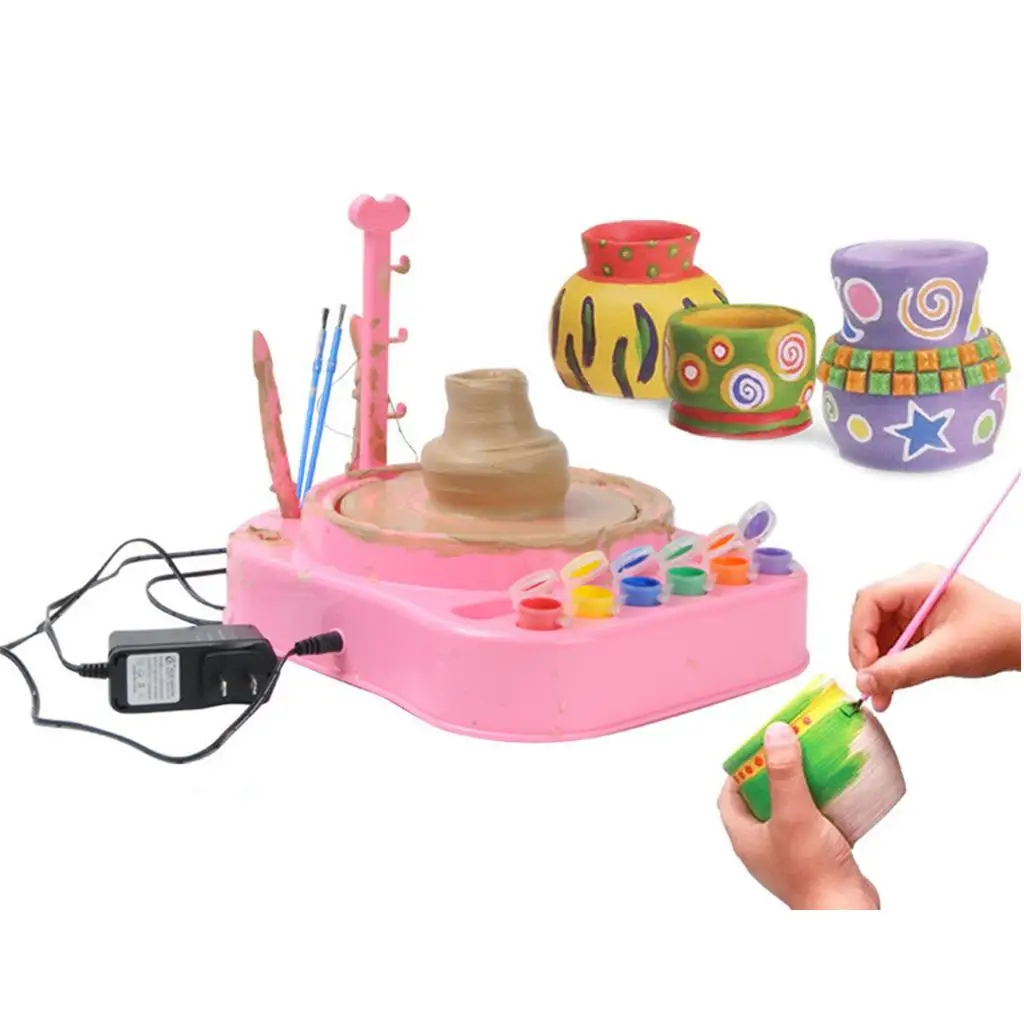 Electronic Pottery Studio Playset Kids Play Clay Art Crafts DIY Toy Red